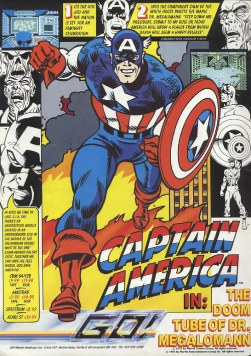 Captain America - Doom Tube (UK) (1987) [a1].dsk ROM