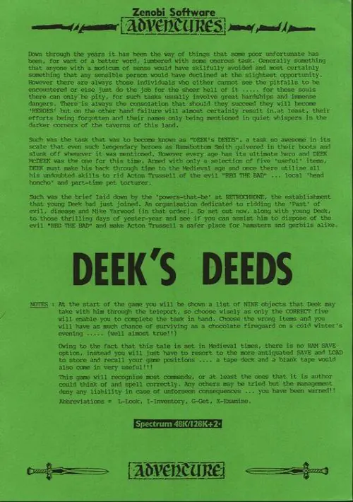 Deek's Deeds (1991)(Zenobi Software)[a][re-release] ROM download