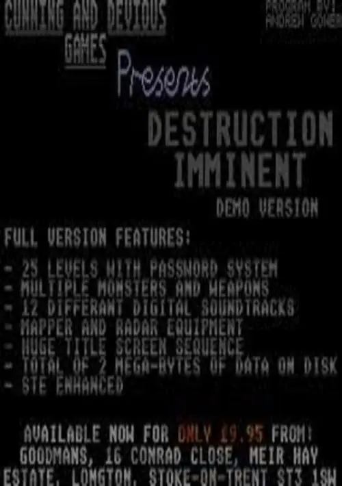 Destruction Imminent (demo-playable) (1996)(Cunning and Devious Games) ROM download