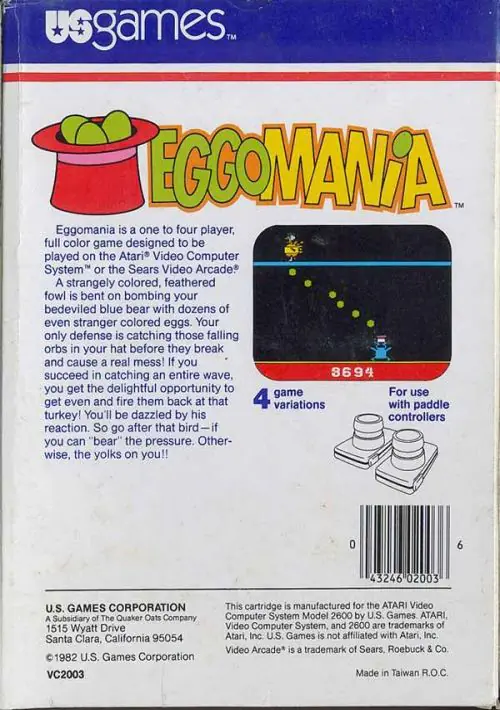 Eggomania (1982) (US Games) ROM download