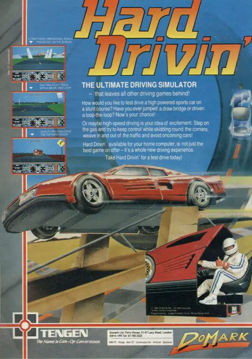 Hard Drivin' (1989)(The Hit Squad)[128K][re-release] ROM download