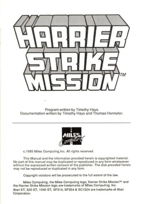 Harrier Strike Mission (1986)(Novic Game) ROM download