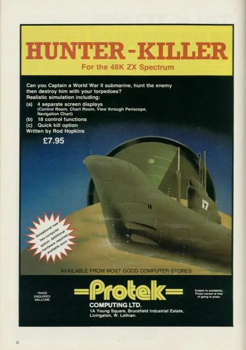 Hunter-Killer (1983)(Protek Computing) ROM download
