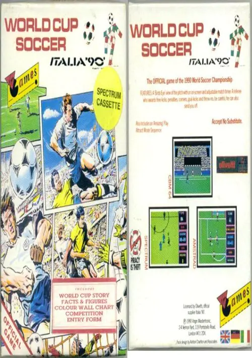 Italia '90 - World Cup Soccer (1989)(Tronix)[re-release] ROM download