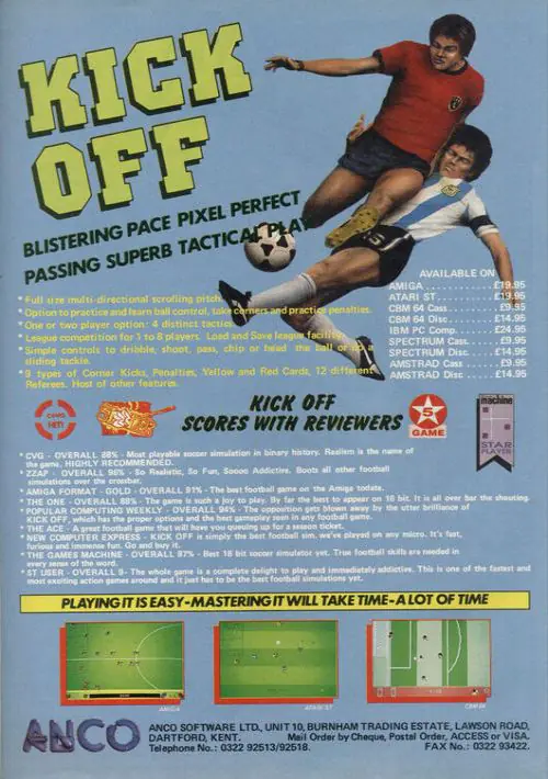 Kick Off (1989)(Anco Software) ROM download