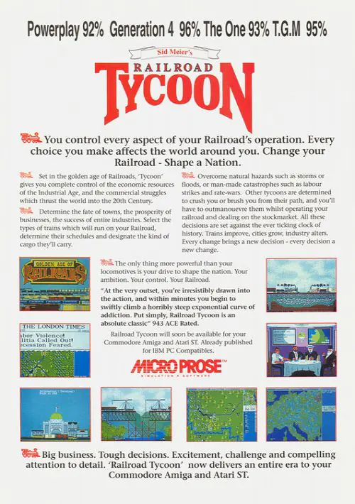 Railroad Tycoon v755.01 (1991)(MicroProse)(Disk 1 of 2)(Disk A)[cr Berlin Elite] ROM download