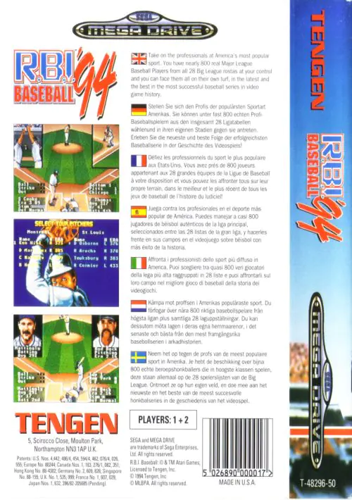 RBI Baseball 94 (UEJ) ROM download