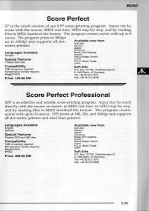 Score Perfect Professional v2.0 (1990)(Soft Arts)[cr MCA] ROM download