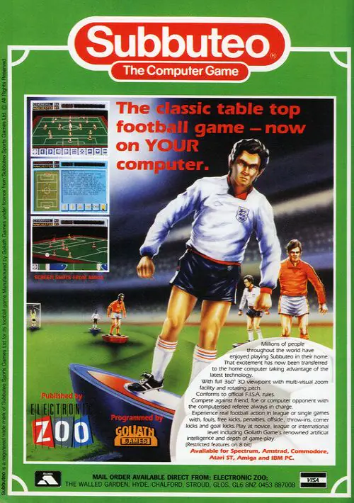 Subbuteo - The Computer Game (1990)(Electronic Zoo)[a] ROM download