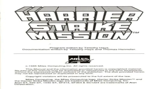 Harrier Strike Mission (1986)(Novic Game)