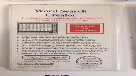 Word Search Creator (demo-playable) (1992)(Fair Dinkum Technologies)(SW)
